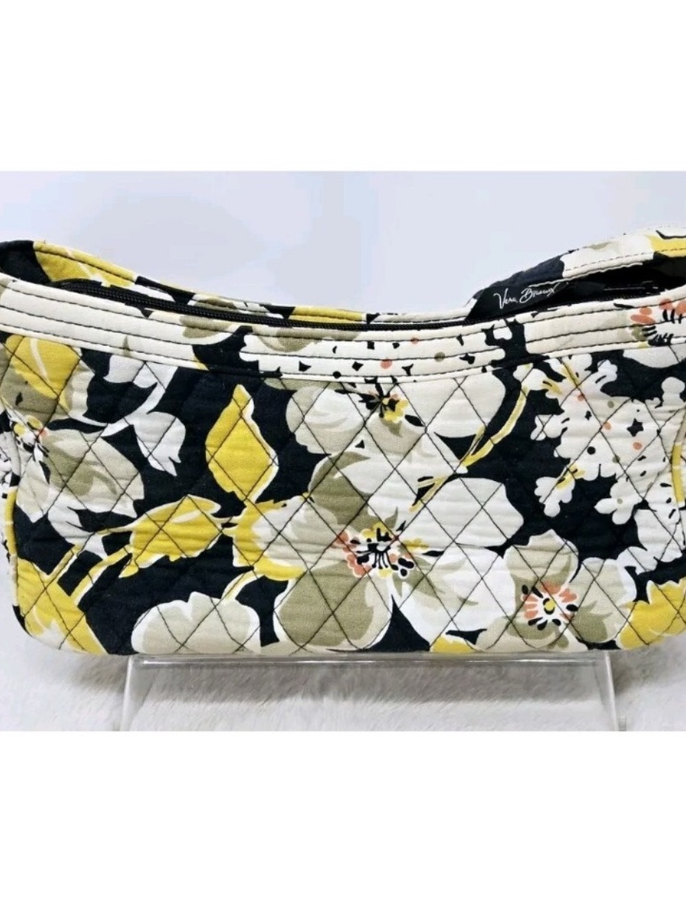 Vera Bradley Quilted Shoulder Bag in Black, Yellow & Cream Floral